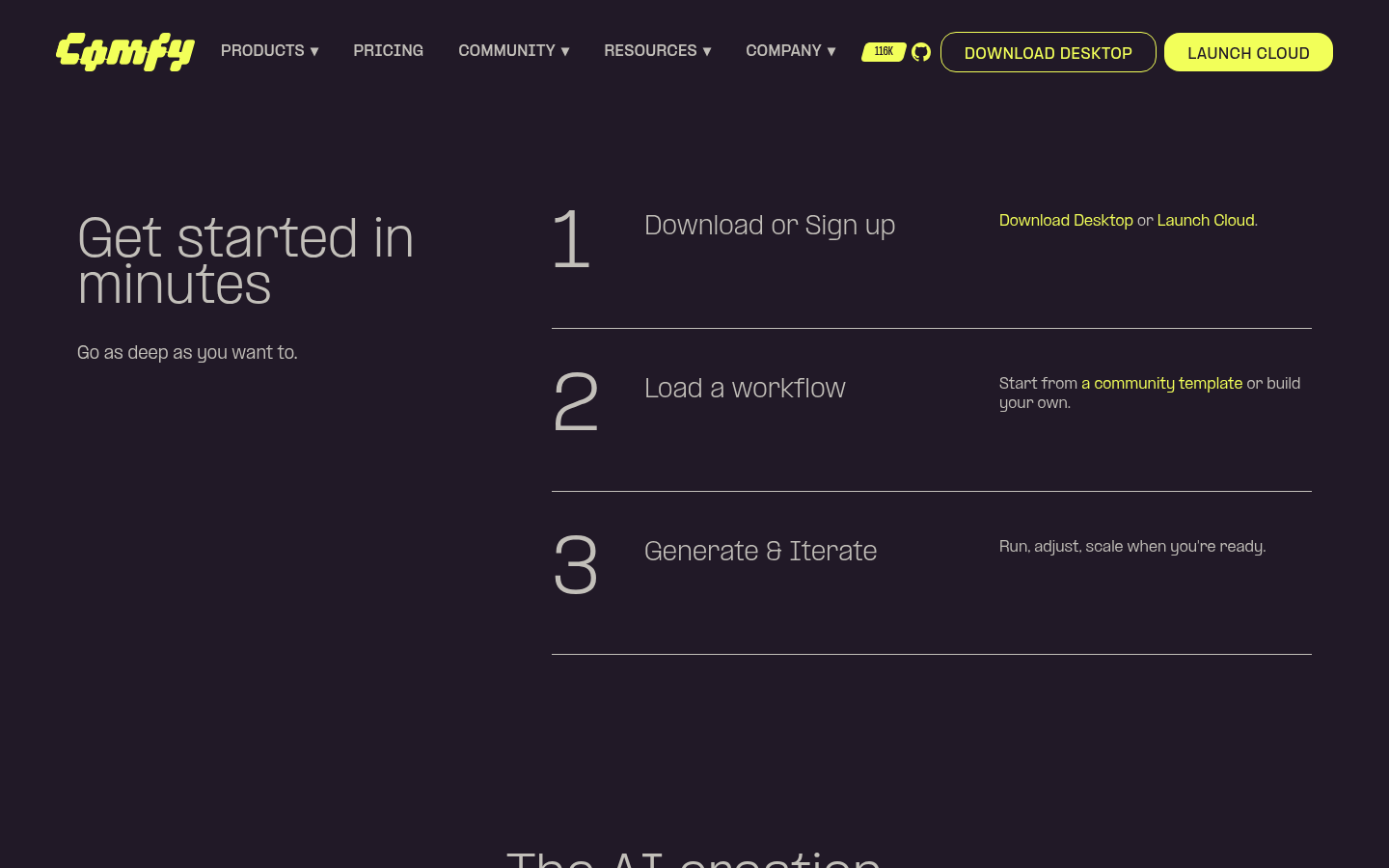 Homepage Get started section showing Download Desktop
link