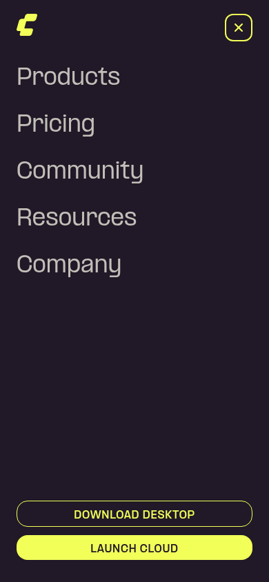 Mobile menu showing DOWNLOAD DESKTOP
CTA