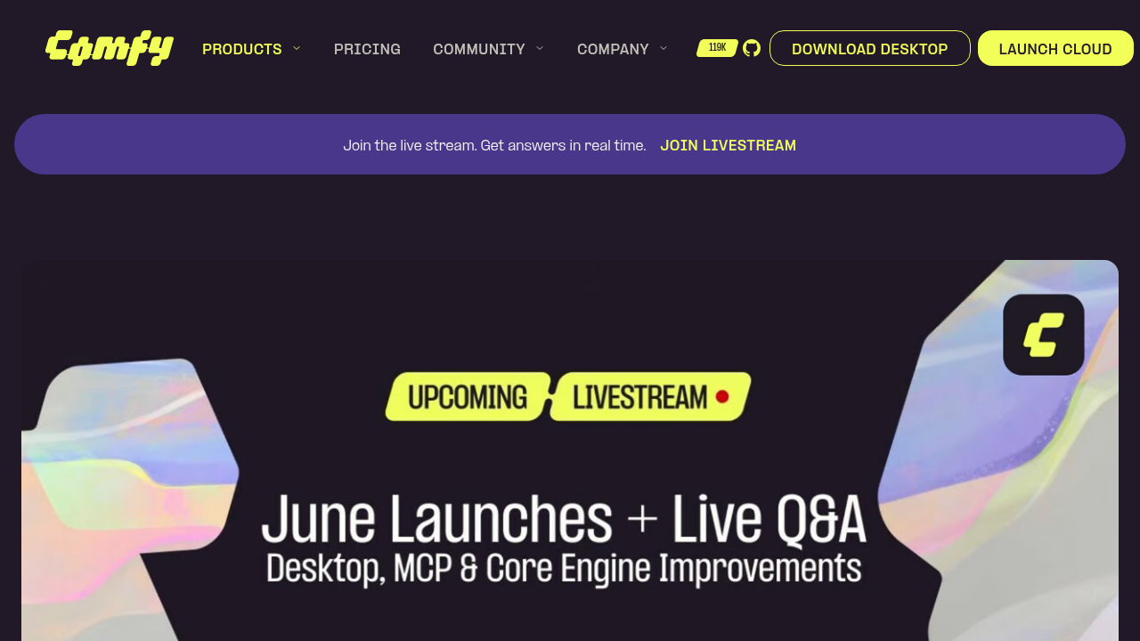 Comfy MCP card on /launches with EXPLORE button now linking to
/mcp